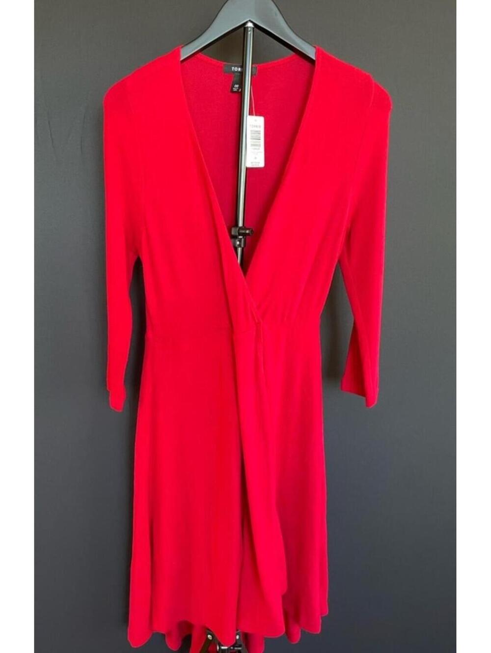 Torrid Red Hacci Knit Wrap Sweater Dress 00 10 NWT Soft Long Sleeve V Neck Chic